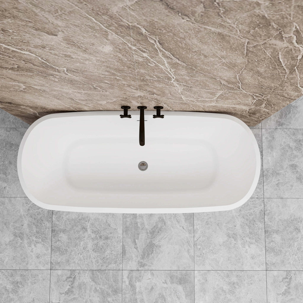 Vasca da Bagno a Isola 170x78x60 cm Vasca da Bagno Freestanding in Acrilico Nero Ovale