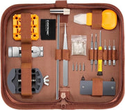 Set di attrezzi orologeria, attrezzo di apertura orologio, set di attrezzi orologeria per orologi più comuni, borsa di strumenti orologio in borsa di nylon marrone, stile marrone nuovo, stile nuovo