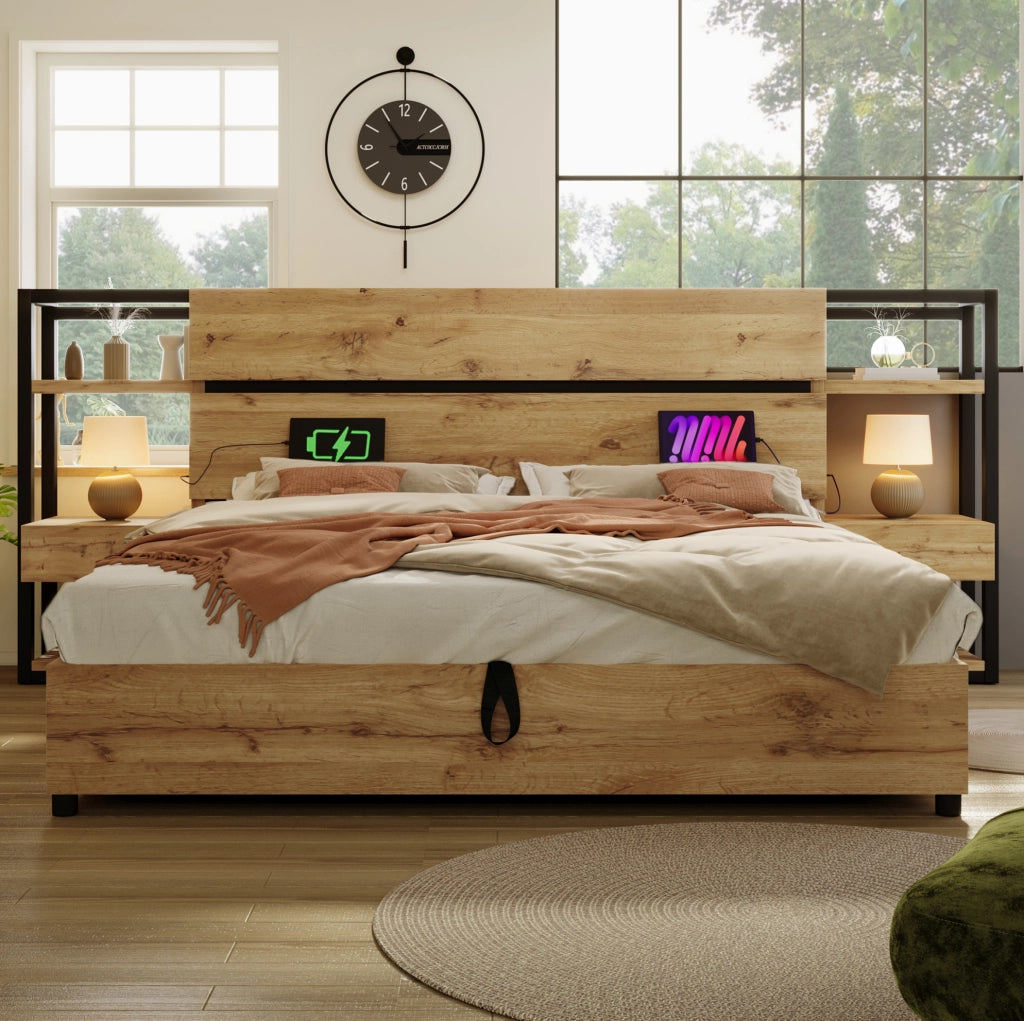 Letto matrimoniale 180x200 cm con ricarica USB e Type-C