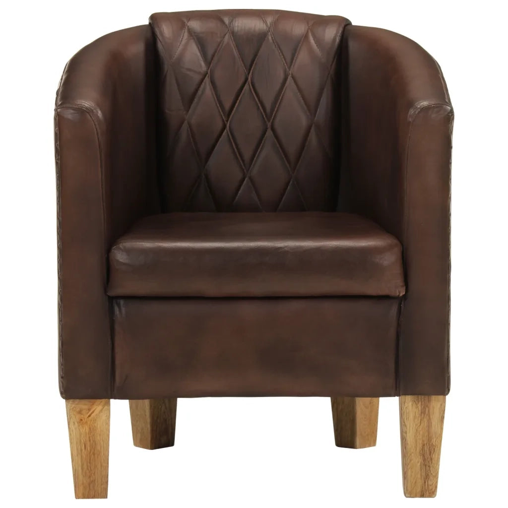 Sedia a Pozzetto Marrone Scuro in Vera Pelle 359640
