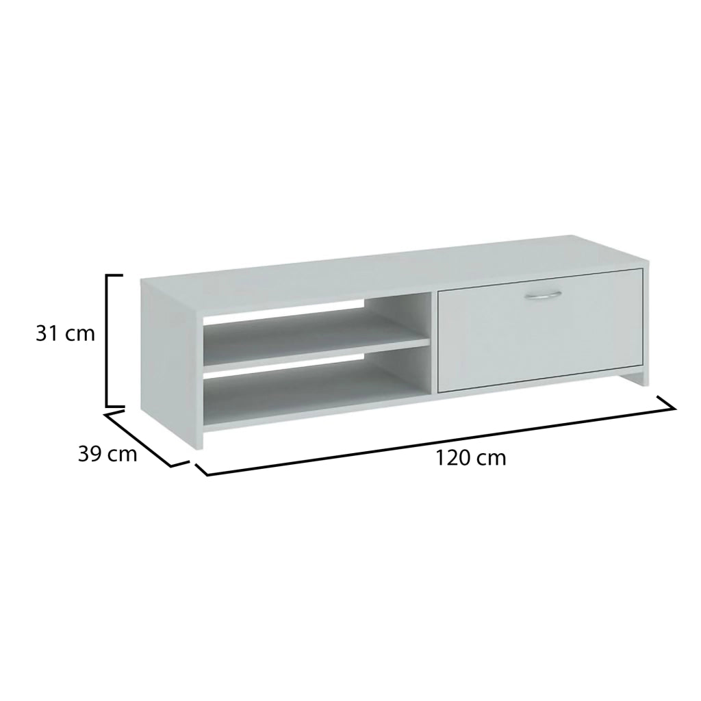 Lihamo, Mobile Porta tv un Cassetto, 120x39x31h cm Grigio