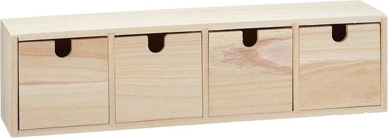 Cassettiere in legno - beige - 44 x 10 x 15 cm - cassettiera con 3 ante Cassetti blocco
