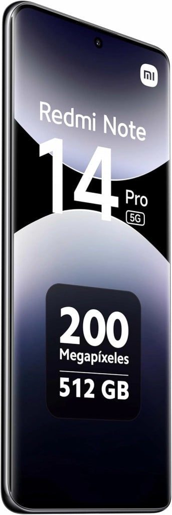 Redmi Note 14 Pro 5G - Smartphone de 12+512GB, Pantalla de 6.67" AMOLED FHD+ 120Hz, MediaTek Dimensity 7300-Ultra, cámara de 200MP, TurboCharge 45W, Cargador no Incluido, Negro (Versión ES)