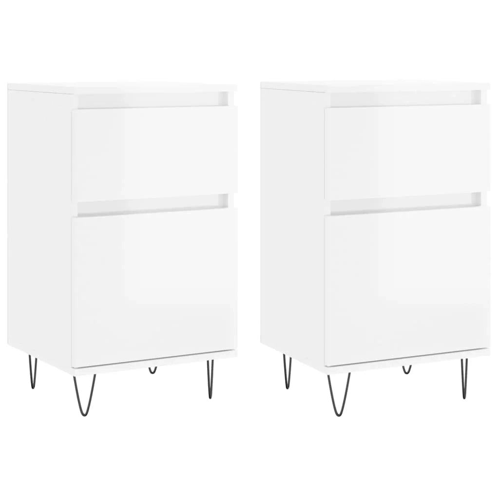 Buffet credenza cassettiera armadio mobile contenitore organizer per cucina soggiorno salotti set da 2 lucido 40 x 35 x 70 cm legno ingegnerizzato bianco 02_0036706