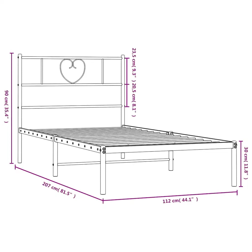Giroletto con Testiera-Struttura Letto con testiera Metallo Bianco 107x203 cm 890774