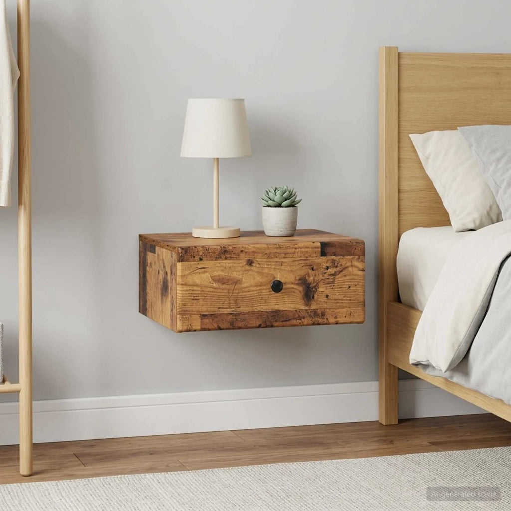 Mobiletto da notte a muro 2 pcs Legno antico 49 x 34,5 x 20 cm 899142