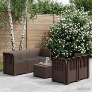 Divano da Giardino 5 Posti con Cuscini Stile Rattan PP Marrone 3443895