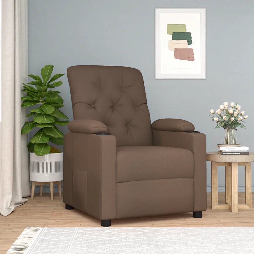 Poltrona Reclinabile in Tessuto Marrone 339106