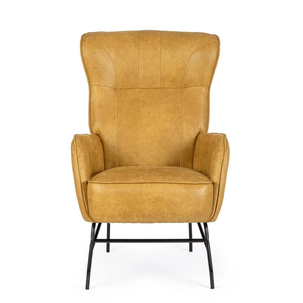 Poltrona con Braccioli in Similpelle con Gambe in Acciaio - SAVANNAH