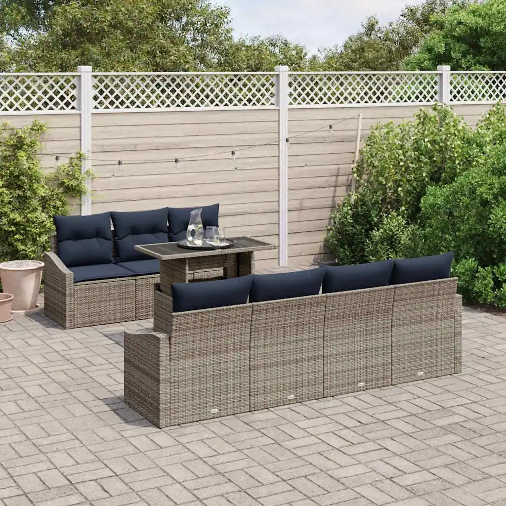 Set Divano da Giardino con cuscino 8 pcs Grigio polyrattan 3357688