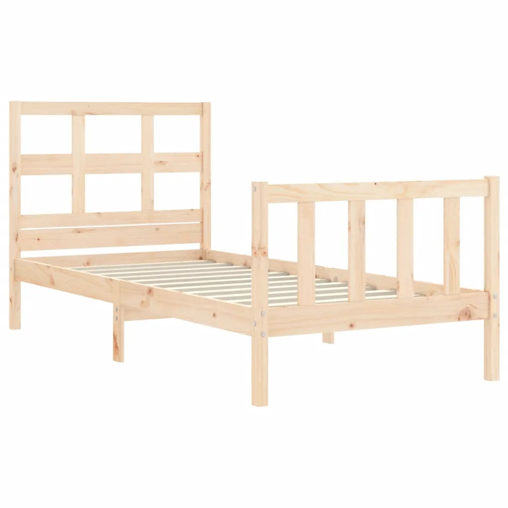Giroletto con Testiera Single-Struttura Letto in Legno Massello 936598