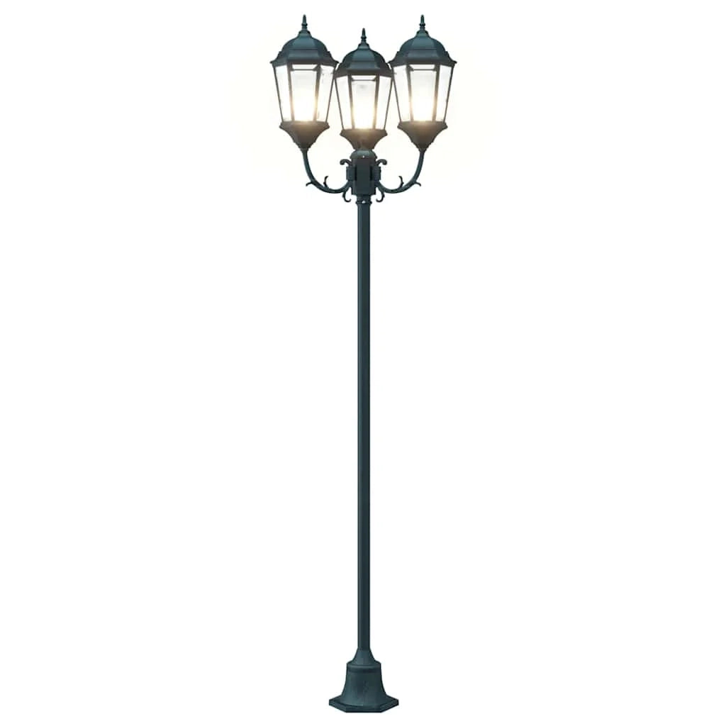 Lampada da giardino vintage per esterni 57 x 49 x 241 cm design classico atmosfera accogliente alluminio spazzolato verde 02_0058413