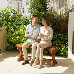 Panca da Giardino 2 Posti 114x40x46 cm Senza Schienale in Stile Rustico in Legno di Abete