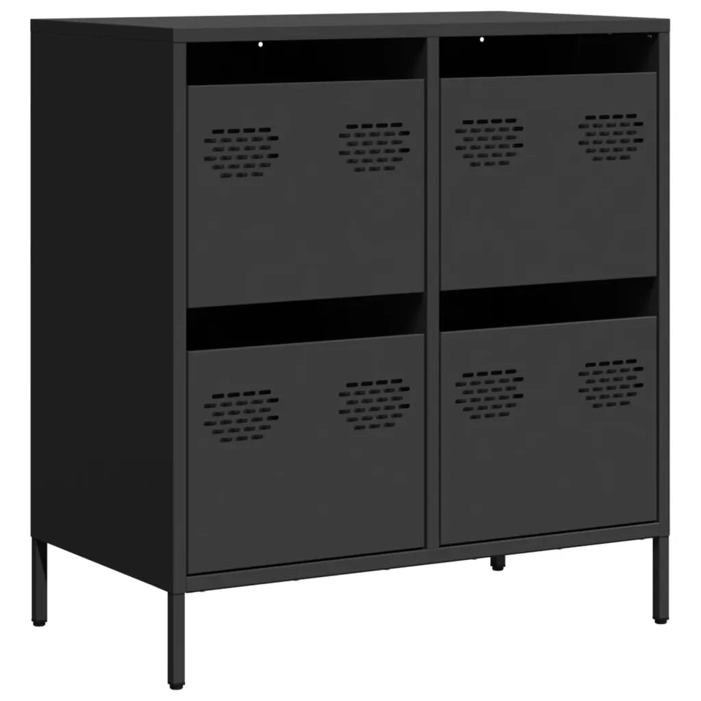 Credenza Nera 68x39x73,5 cm in Acciaio Laminato a Freddo