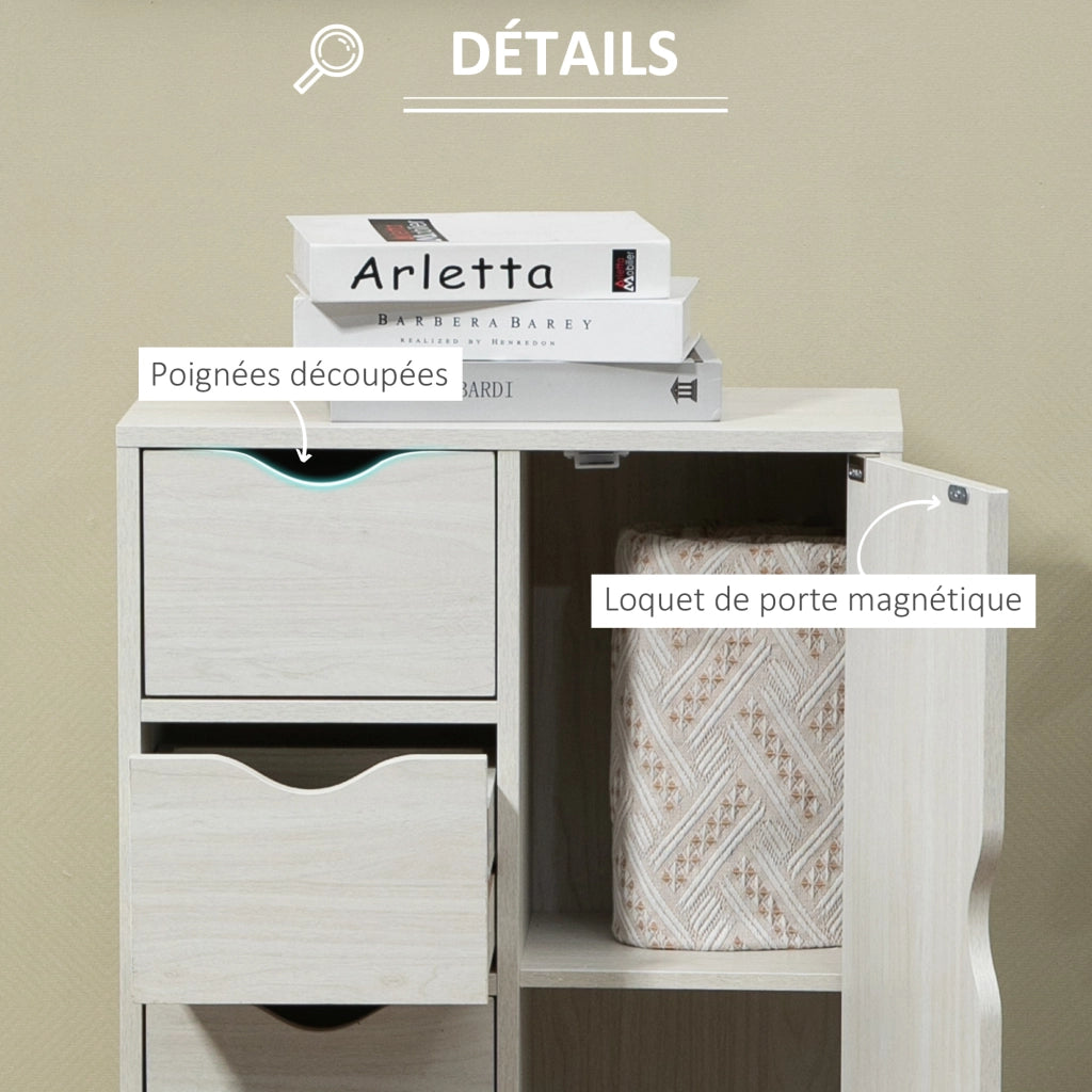 Cassettiera moderna con ante e 4 cassetti ¨C Zephmum ¨C Legno bianco 60x40x