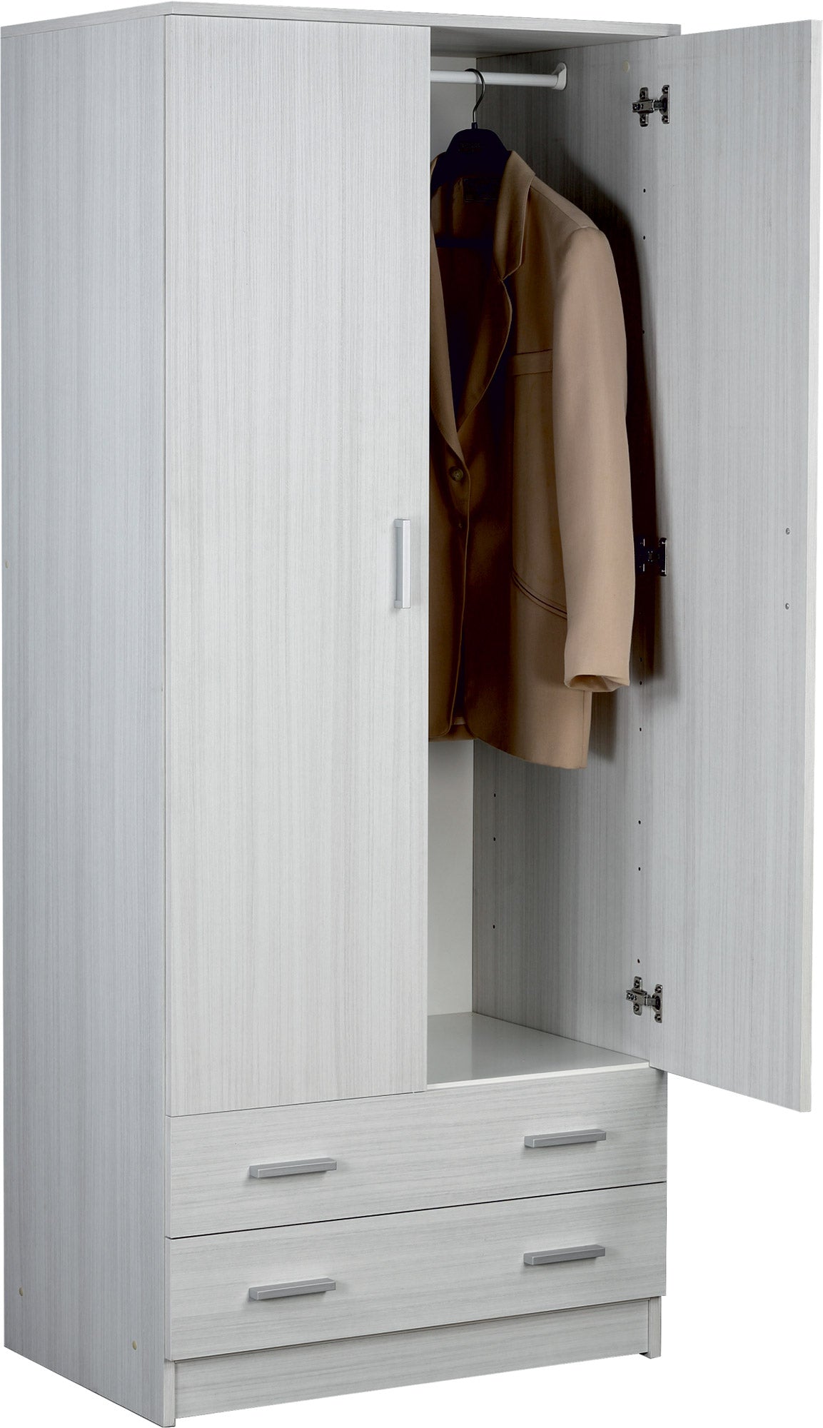 Armadio 2 Ante 2 Cassetti 77x182x52 cm Eucalipto