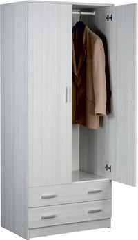 Armadio 2 Ante 2 Cassetti 77x182x52 cm Eucalipto