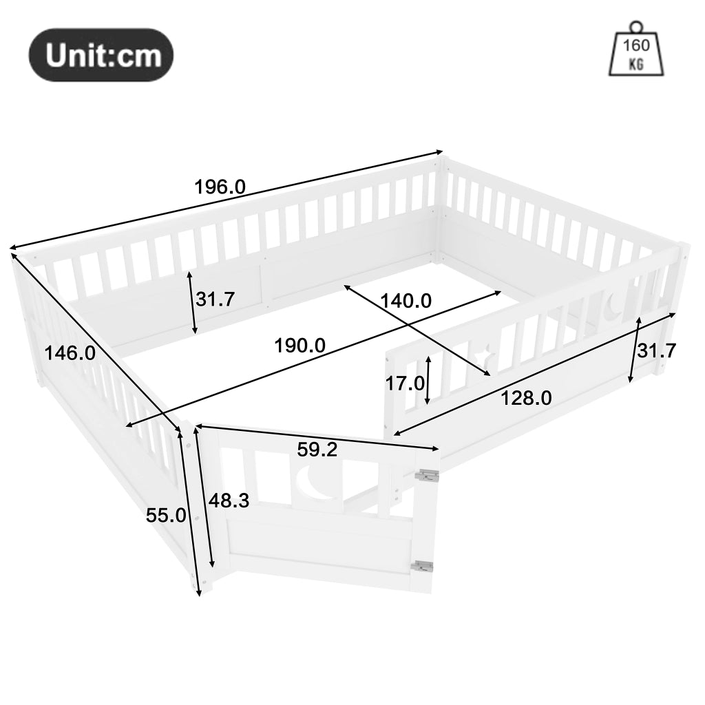 Letto a baldacchino per bambini bianco in pino con rete di sicurezza 140x190 cm