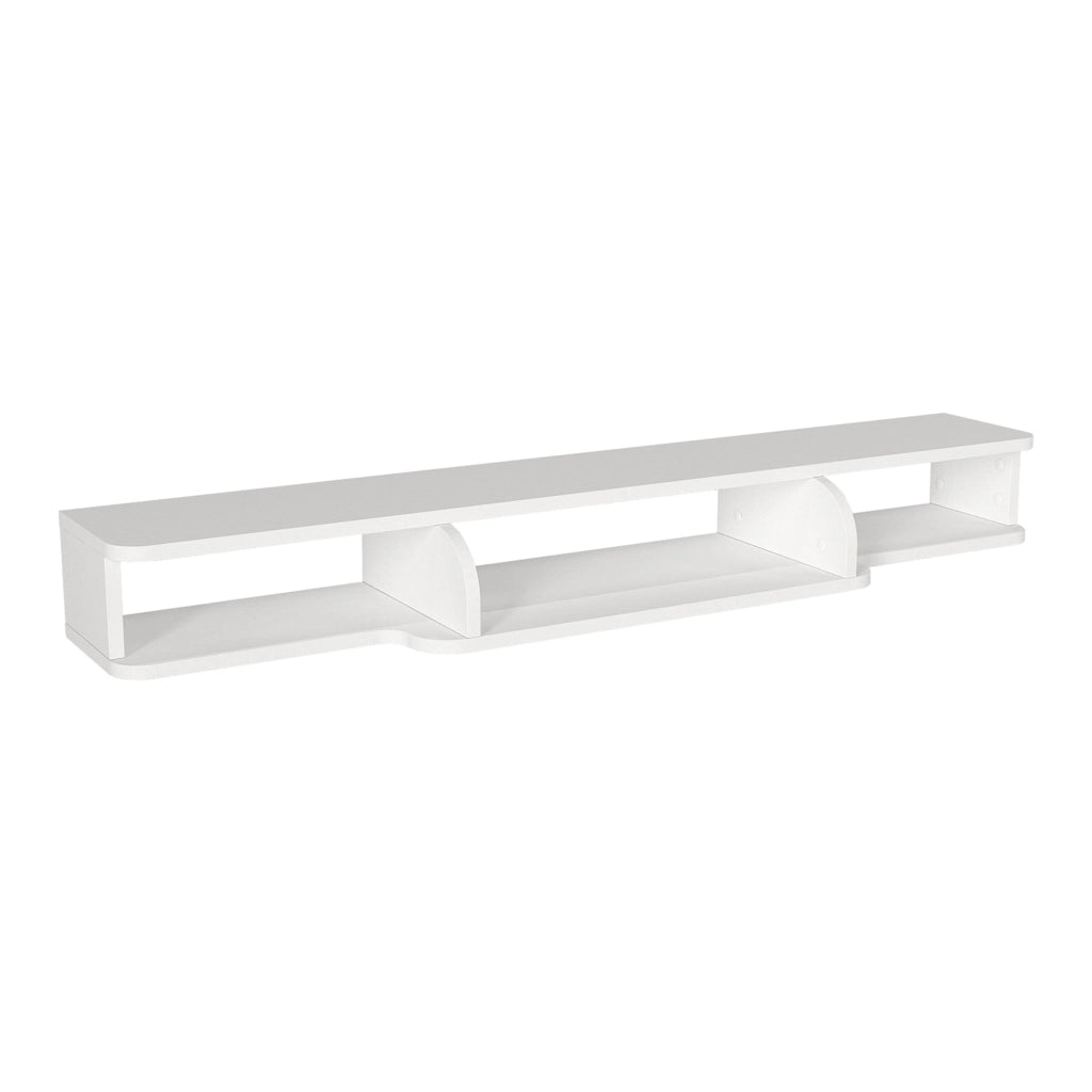 Mensola Porta TV Sospesa Aar con Scomparti Aperti 135 x 30 x 16 cm - Bianco [en.casa]