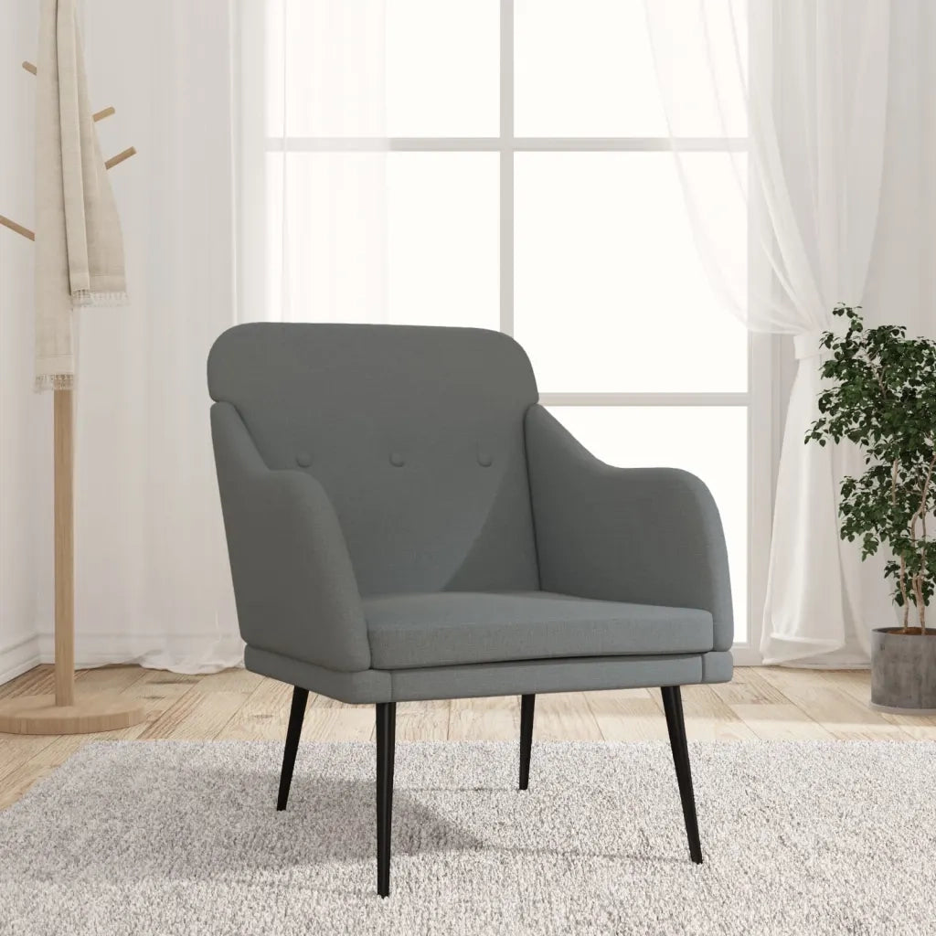 Poltrona Grigio Scuro 63x76x80 cm in Tessuto