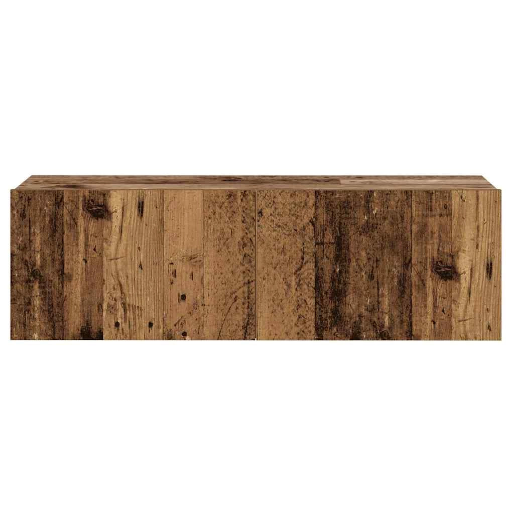 Set di 3 moderni mobili porta TV a parete 100 x 30 x 30 cm ampio spazio contenitivo struttura in legno composito finitura effetto legno anticato 02_0055875