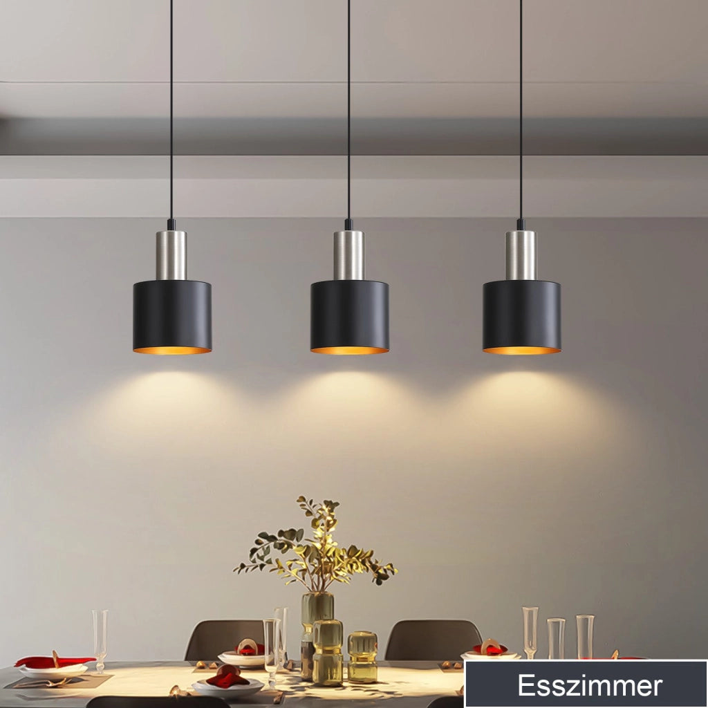 Lampada a sospensione ZMH nera retro regolabile altezza E27 per tavolo da pranzo e comodino