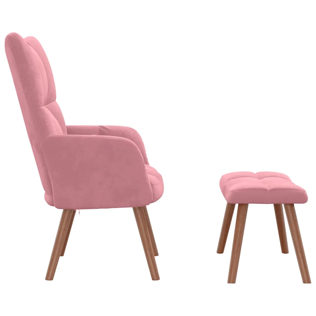 Poltrona Relax con Poggiapiedi Rosa in Velluto cod mxl 51317