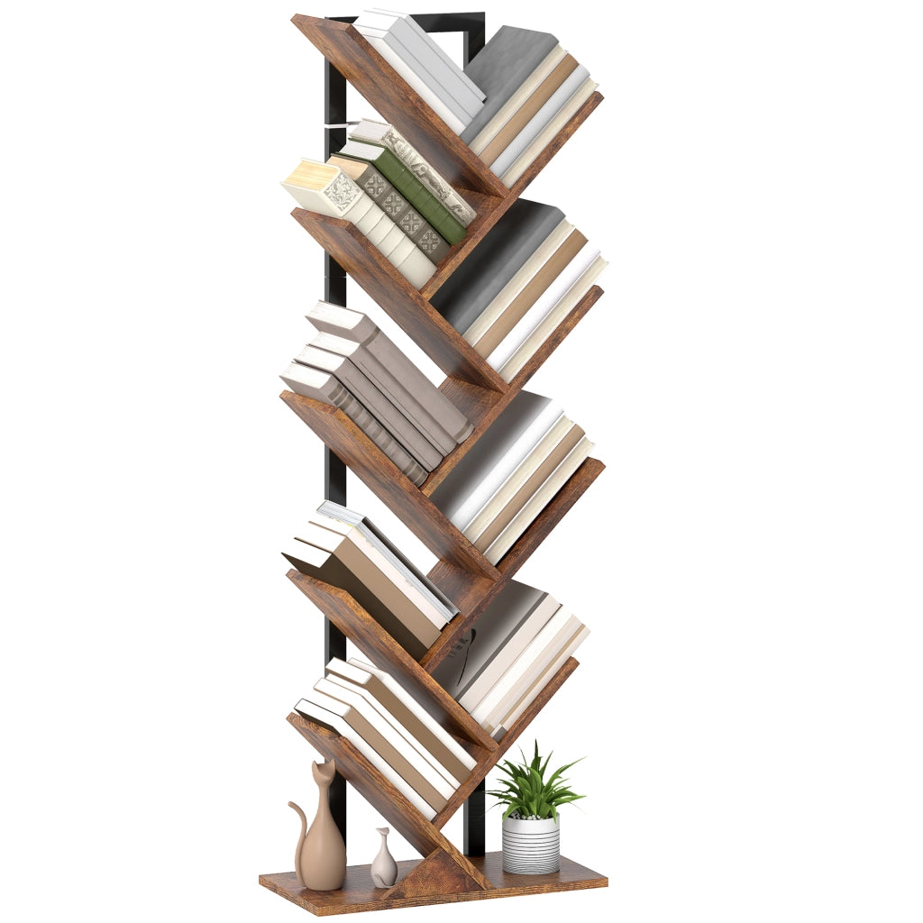 Libreria Rustica con 9 Ripiani per Ufficio ¨C Zephmum ¨C Legno Marrone 80x24x180