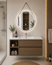 Mobile bagno con lavabo ORIGENBATH ZEUS senza specchio 120x45 cm 1 vasca Sinistra frassino tea