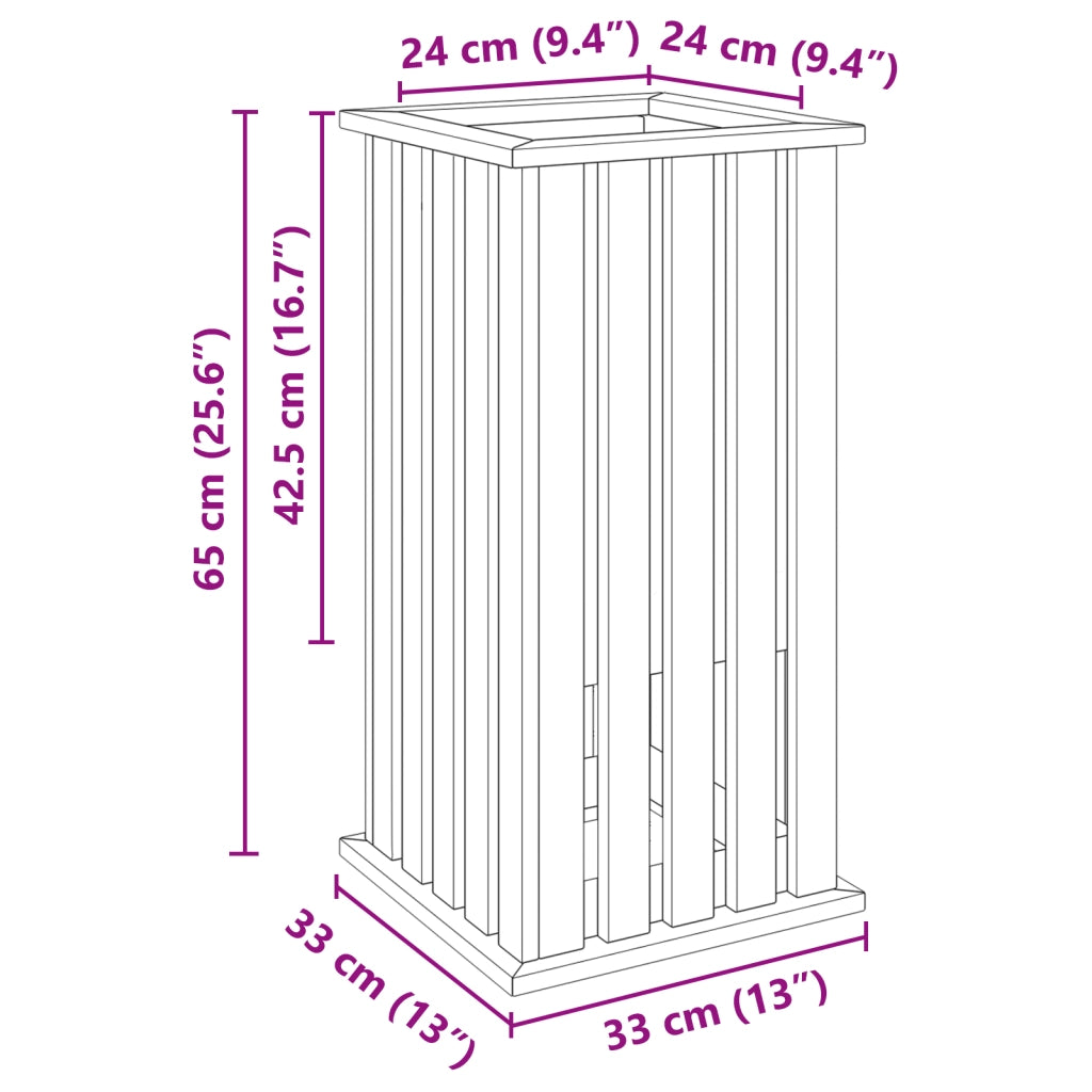 Fioriera da Giardino con Rivestimento 33x33x65 cm Legno di Pino Impregnato