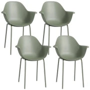 Set 4 Sedie da Giardino con Piedini Antiscivolo, in PP e Acciaio, 59x55x84 cm, Verde