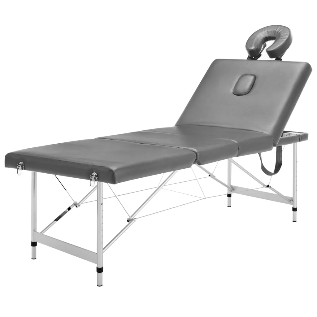 Lettino da massaggio a 4 sezioni con struttura in acciaio inox 186 x 68 cm antracite 02_0001799