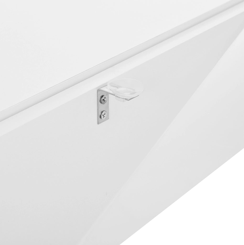 Tavolino da salotto sollevabile bianco con LED e vetro