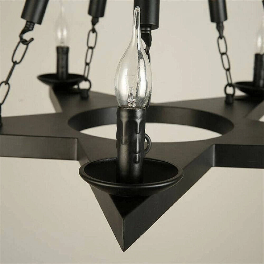 Trade Shop - Lampadario Stile Industriale A Forma Di Stella Corda Di Canapa Metallo E14 A39-5 -