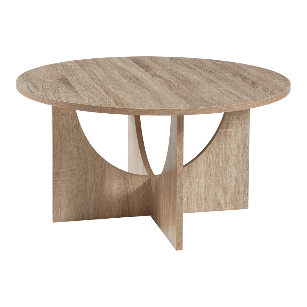 Tavolino da Caffè Rindal con Piano Rotondo - Effetto Rovere [en.casa]