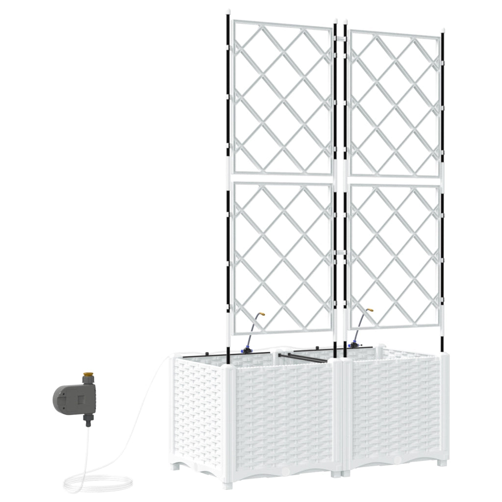 Vasi da Giardino con Sistema di Irrigazione 2 pz Bianco
