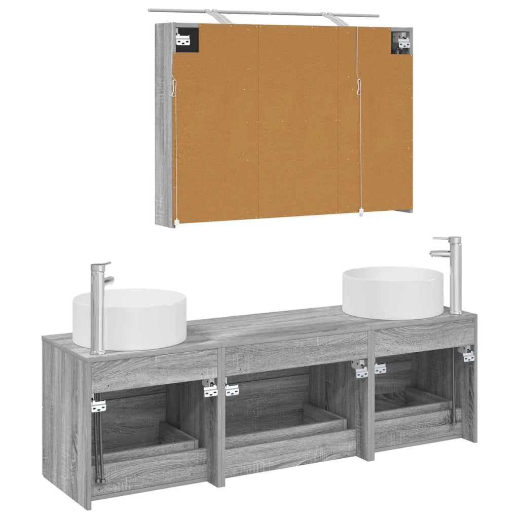 Set di mobili per il bagno 4 pcs Sonoma grigio 3407060