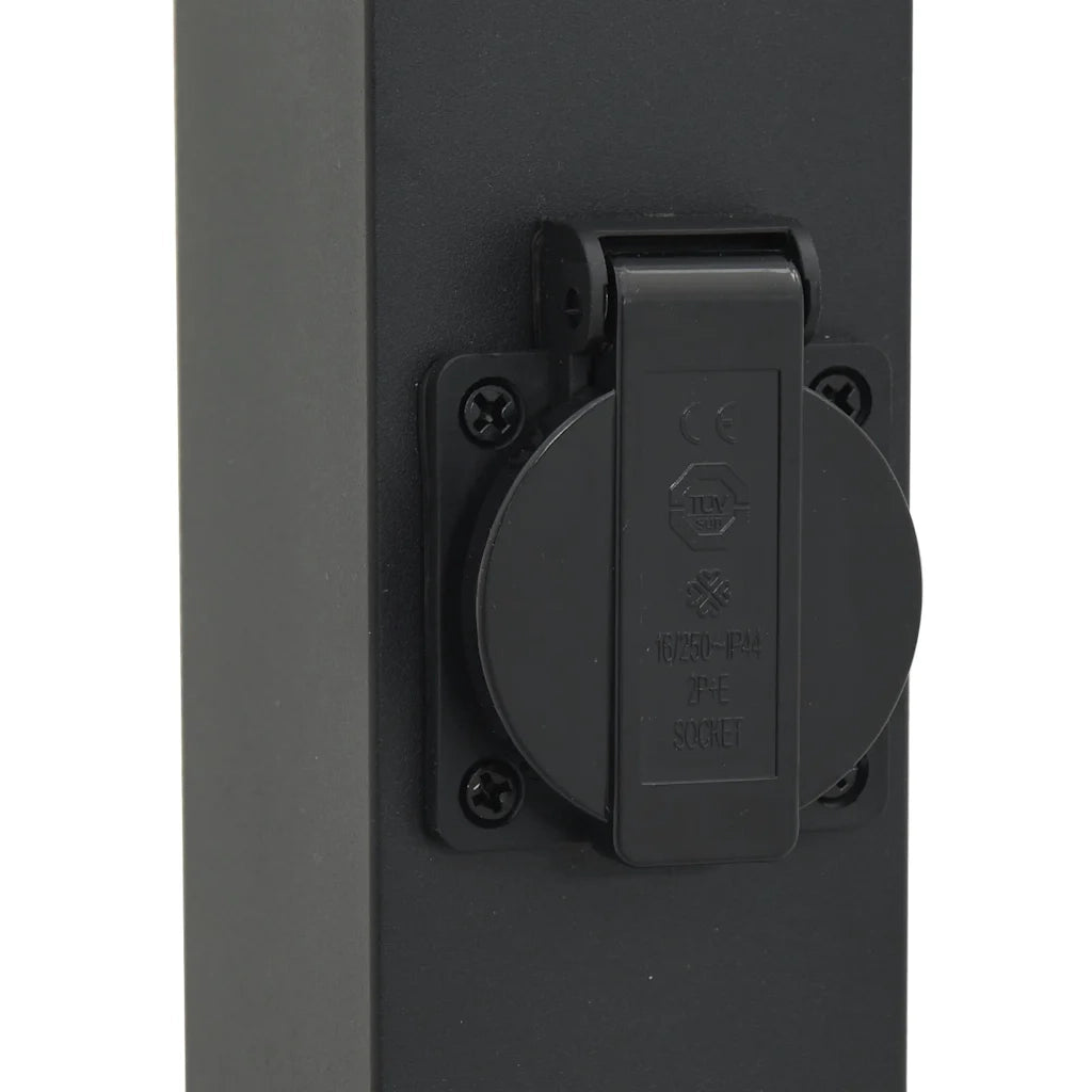 Lampioni a paletto con sensore e presa 3 pz 50 cm neri IP44 4006090