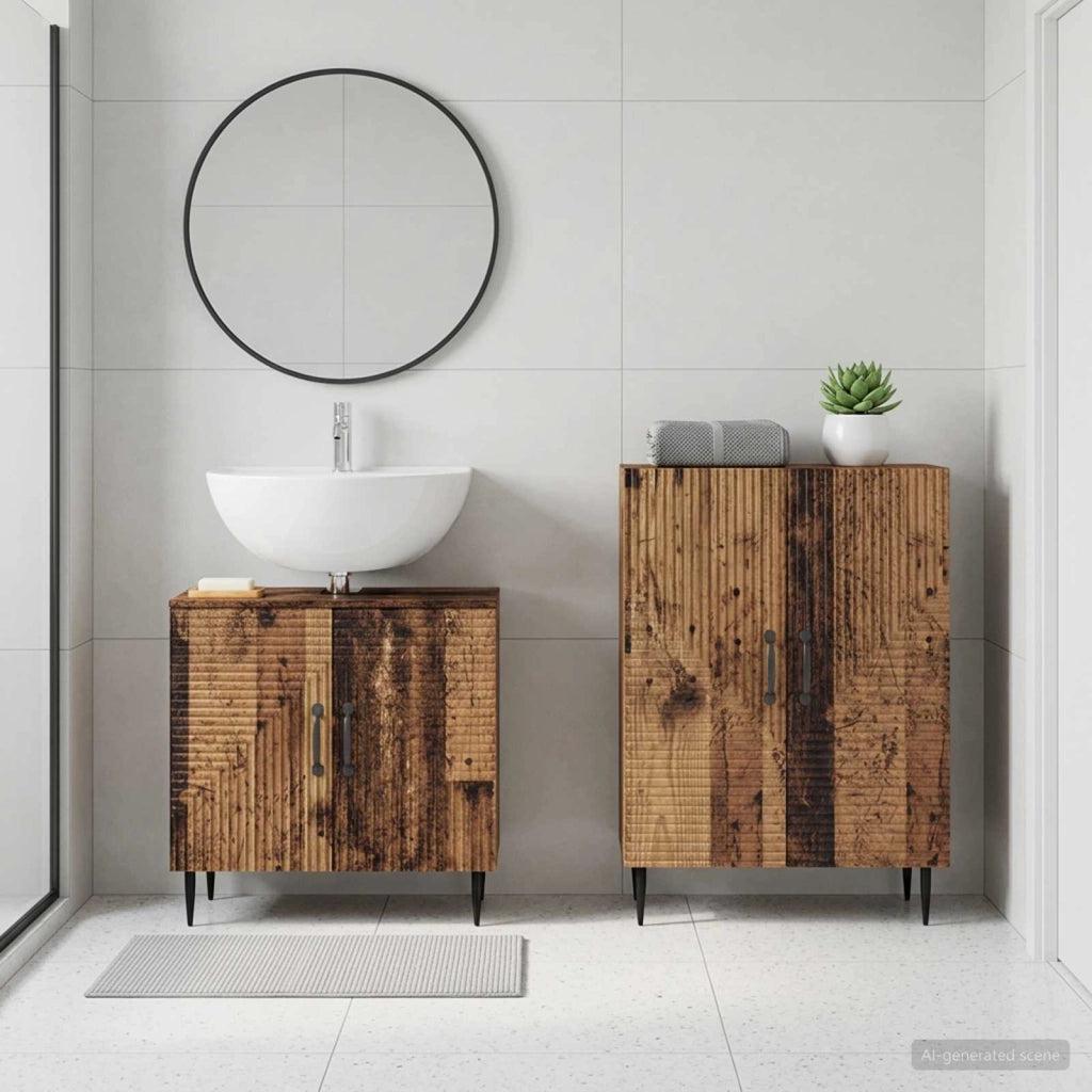 Set di Armadi da Bagno da 2 Pezzi HAARLEM Legno antico 3417619