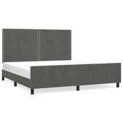 Letto matrimoniale | Letto per adulti | Giroletto con Testiera Grigio Scuro 180x200 cm in Velluto