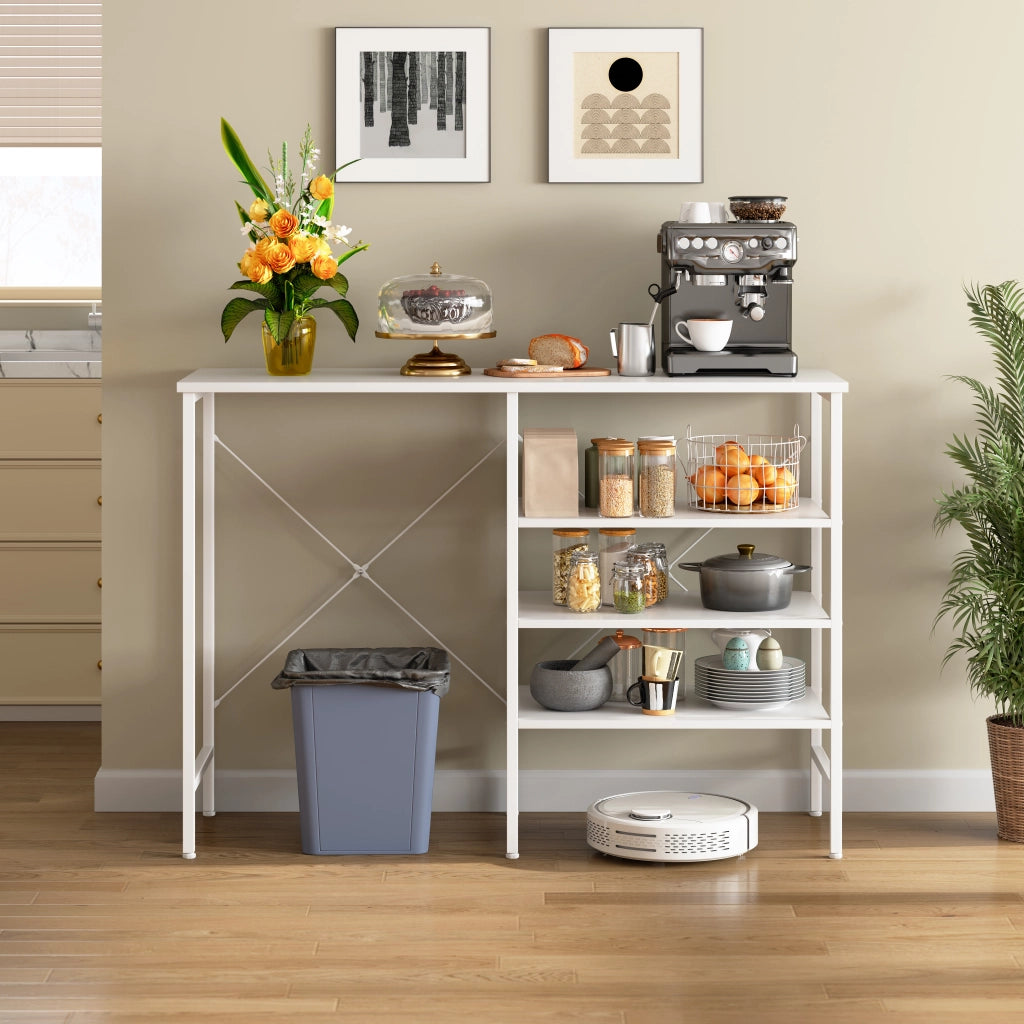 Tavolino Multifunzionale da Soggiorno ¨C MINIMAL ¨C Metallo Bianco, 120x40x85,5cm