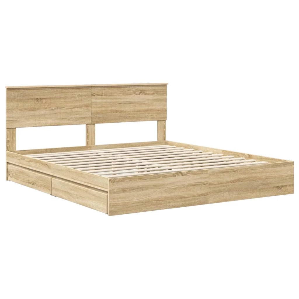 Letto con Contenitore con testiera Rovere Sonoma 180 x 200 cm