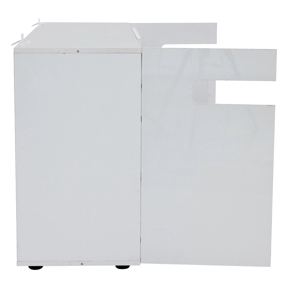 Credenza TV con LED ¨C MINIMAL ¨C Bianco Lucido, Vetro, 140x40x70