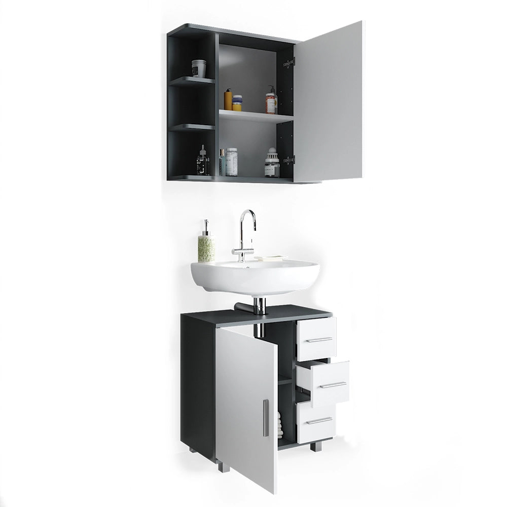 Vicco Set mobili bagno Antracite 2 parti