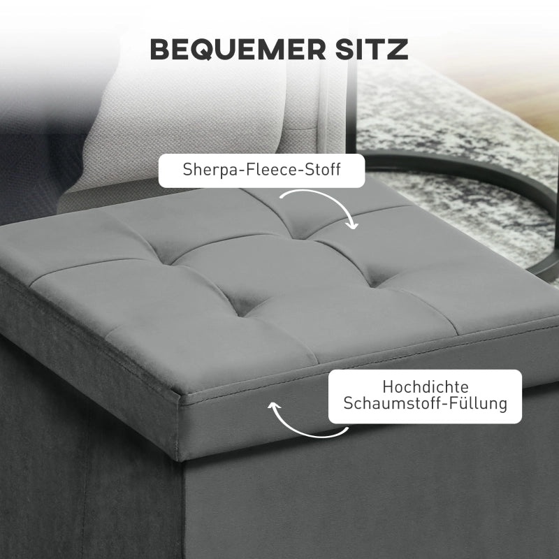 POUF Contenitore Pieghevole 38x38x38 cm Grigio in poliestere