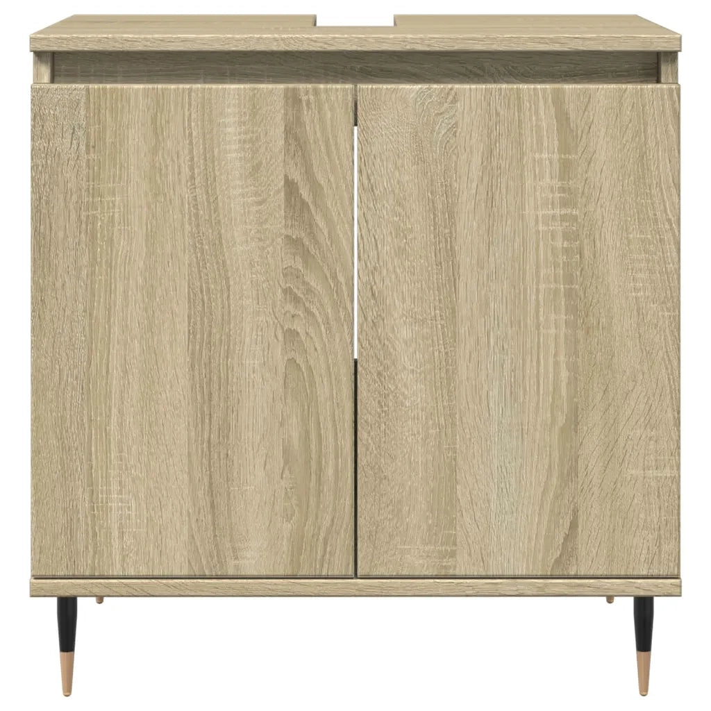 Set Mobili da Bagno 3 pz Rovere Sonoma in Legno Multistrato