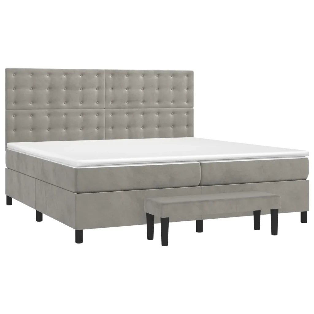 Giroletto a Molle con Materasso Grigio Chiaro 200x200cm Velluto 3138103