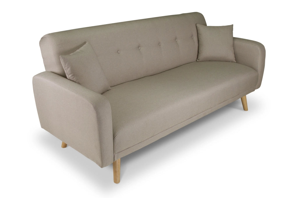 Divano letto clic clac in tessuto vellutato tortora, divano 3 posti - Henry - DL-HE03FBC