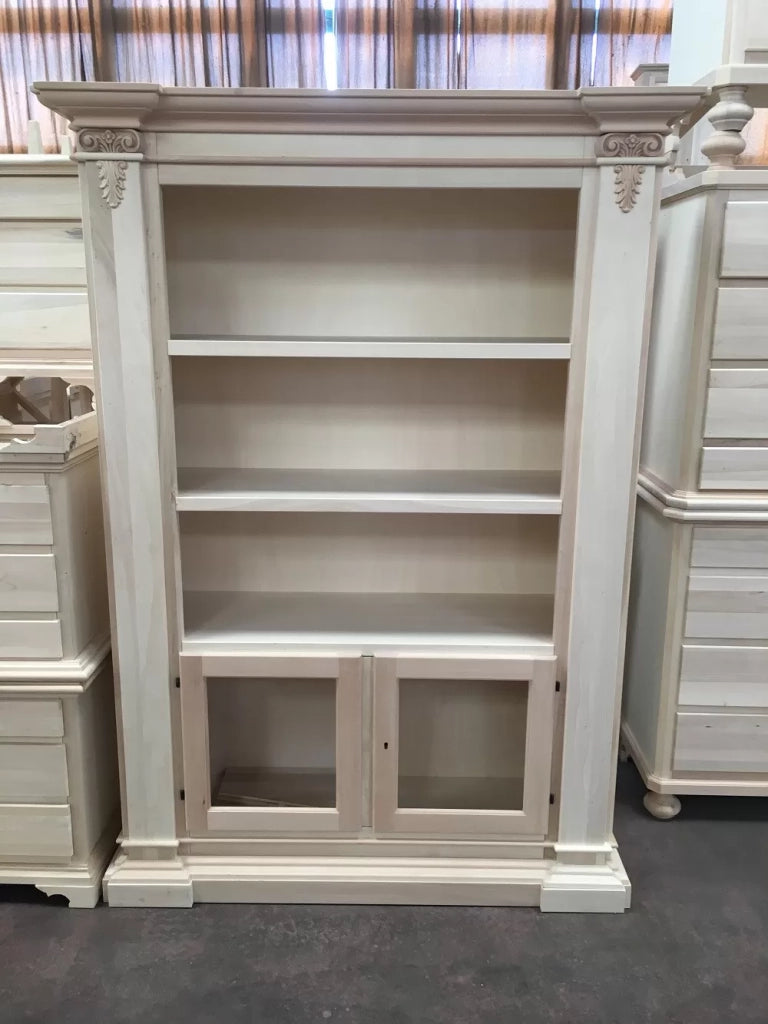 Libreria classica 2 porte 2 ripiani in legno grezzo l.145 p.50 h.202 (407) - Mobili 2G