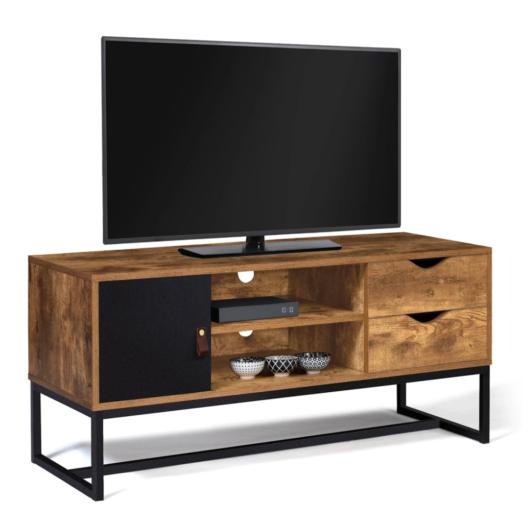 IDMarket - Porta TV CHICAGO a 2 cassetti con armadio dal design industriale